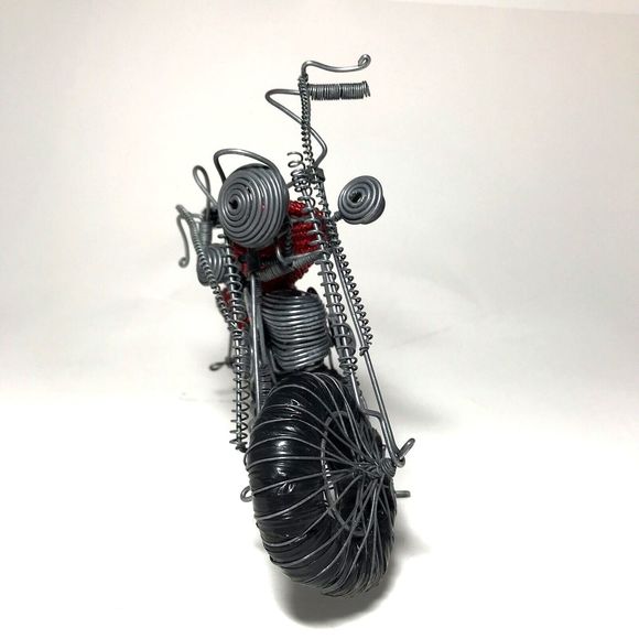 Handmade Seed Bead Beaded Wire Motorcycle Sculpture Folk Art Decor Gift - Picture 9 of 10